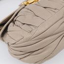 Miu Miu Hand Bag Leather 2way Beige Gold Auth 211847V-14