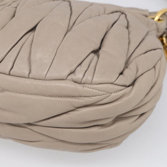 Miu Miu Hand Bag Leather 2way Beige Gold Auth 211847V