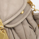 Miu Miu Hand Bag Leather 2way Beige Gold Auth 211847V-17