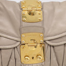Miu Miu Hand Bag Leather 2way Beige Gold Auth 211847V-18