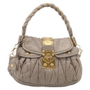 Miu Miu Hand Bag Leather 2way Beige Gold Auth 211847V-2