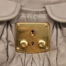 Miu Miu Hand Bag Leather 2way Beige Gold Auth 211847V-20