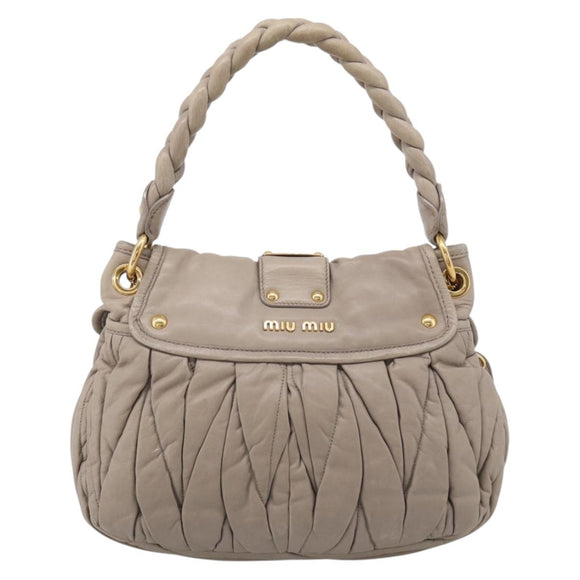 Miu Miu Hand Bag Leather 2way Beige Gold Auth 211847V
