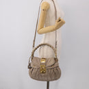 Miu Miu Hand Bag Leather 2way Beige Gold Auth 211847V-32
