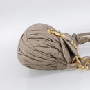 Miu Miu Hand Bag Leather 2way Beige Gold Auth 211847V-5