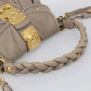 Miu Miu Hand Bag Leather 2way Beige Gold Auth 211847V-7