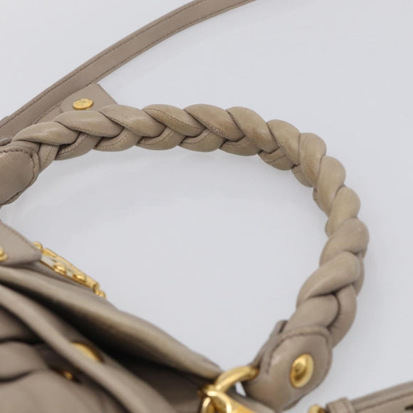 Miu Miu Hand Bag Leather 2way Beige Gold Auth 211847V