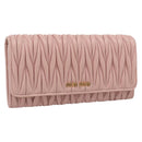 Miu Miu Matelasse Long Wallet Leather Pink Gold Auth 211849V-1