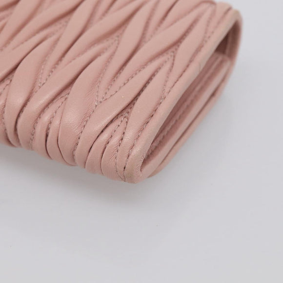 Miu Miu Matelasse Long Wallet Leather Pink Gold Auth 211849V