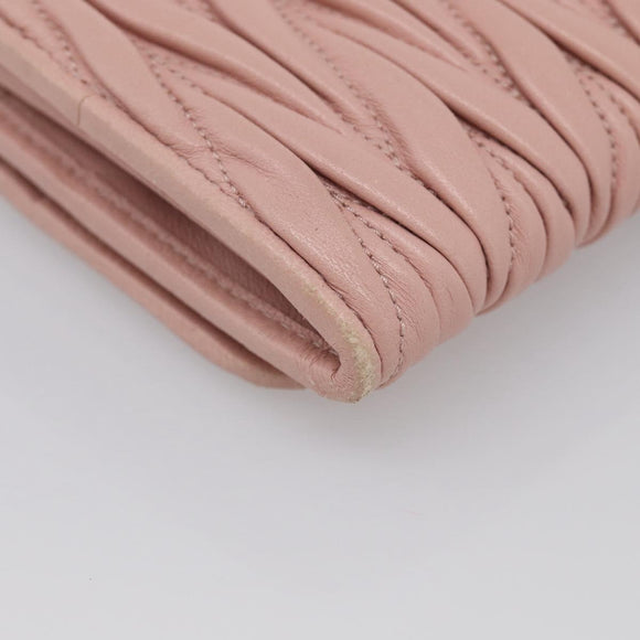 Miu Miu Matelasse Long Wallet Leather Pink Gold Auth 211849V