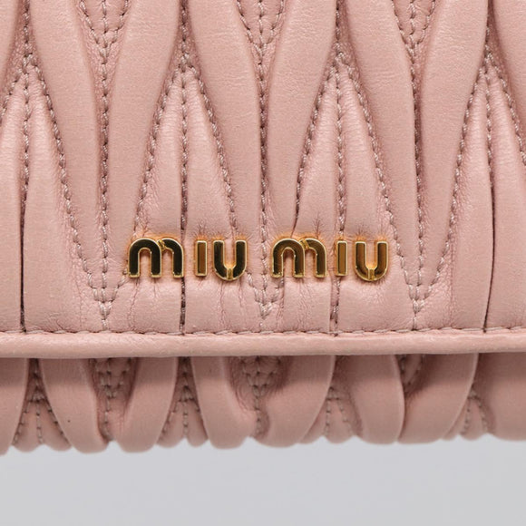 Miu Miu Matelasse Long Wallet Leather Pink Gold Auth 211849V
