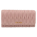 Miu Miu Matelasse Long Wallet Leather Pink Gold Auth 211849V-2