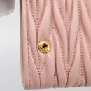 Miu Miu Matelasse Long Wallet Leather Pink Gold Auth 211849V-23