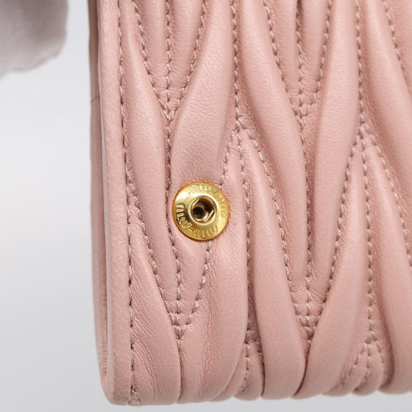 Miu Miu Matelasse Long Wallet Leather Pink Gold Auth 211849V