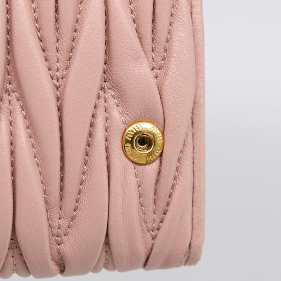 Miu Miu Matelasse Long Wallet Leather Pink Gold Auth 211849V