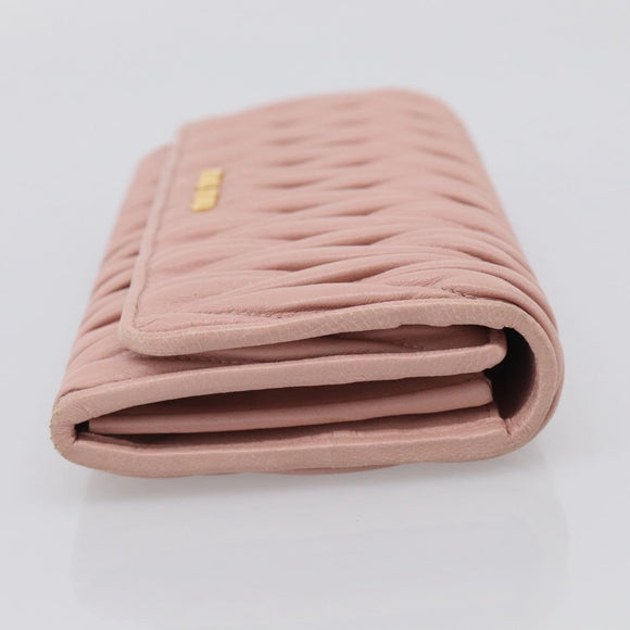 Miu Miu Matelasse Long Wallet Leather Pink Gold Auth 211849V