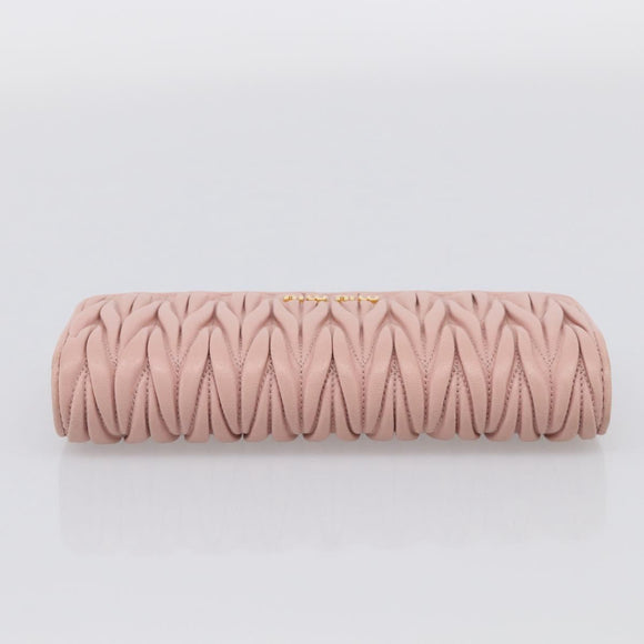 Miu Miu Matelasse Long Wallet Leather Pink Gold Auth 211849V