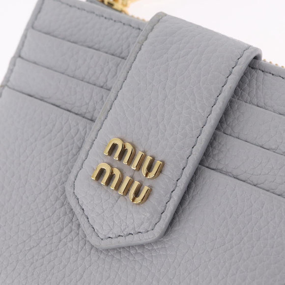 Miu Miu Wallet Leather Gray Gold Auth 211850M