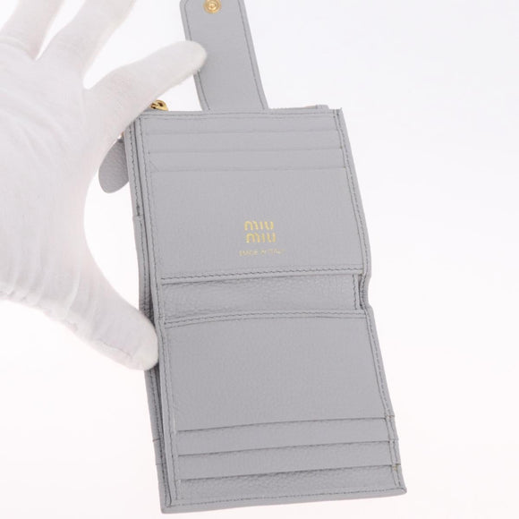 Miu Miu Wallet Leather Gray Gold Auth 211850M