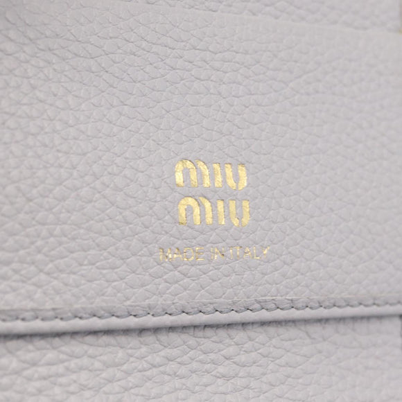 Miu Miu Wallet Leather Gray Gold Auth 211850M