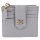 Miu Miu Wallet Leather Gray Gold Auth 211850M-2
