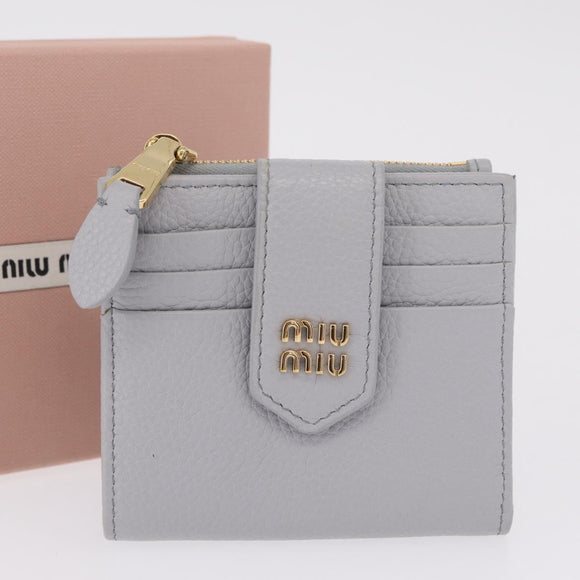 Miu Miu Wallet Leather Gray Gold Auth 211850M
