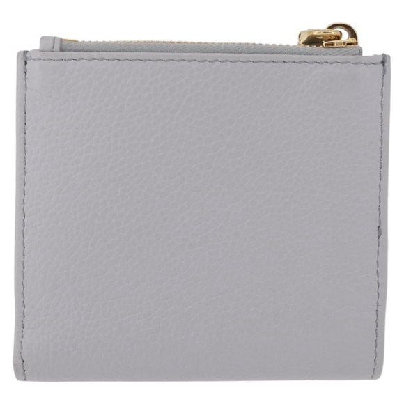 Miu Miu Wallet Leather Gray Gold Auth 211850M