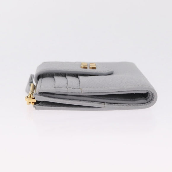 Miu Miu Wallet Leather Gray Gold Auth 211850M
