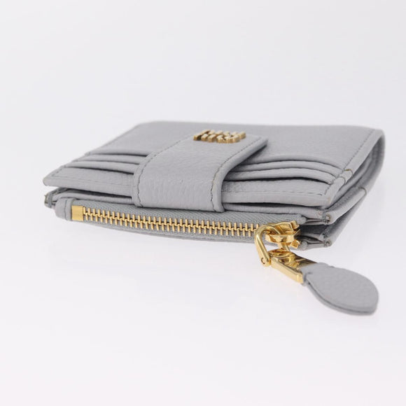 Miu Miu Wallet Leather Gray Gold Auth 211850M