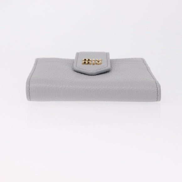Miu Miu Wallet Leather Gray Gold Auth 211850M