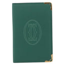 Cartier Must Line Card Case Leather Green Auth 211851M-2