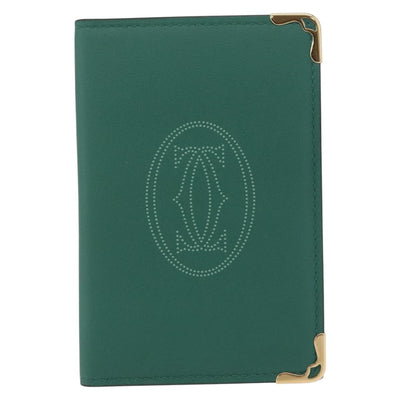 Cartier Must Line Card Case Leather Green Auth 211851M - 0