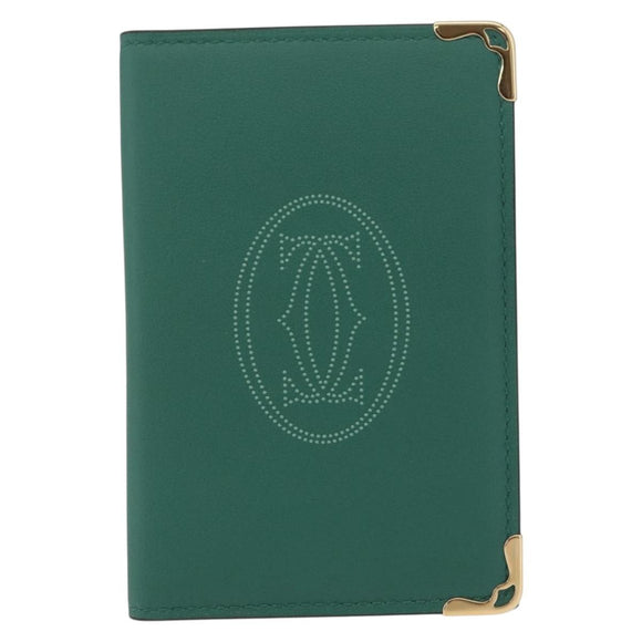 Cartier Must Line Card Case Leather Green Auth 211851M