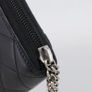 CHANEL Matelasse Cambon Line Long Wallet Lamb Skin Black Silver CC Auth 211852A-13