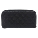 CHANEL Matelasse Cambon Line Long Wallet Lamb Skin Black Silver CC Auth 211852A-3