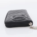CHANEL Matelasse Cambon Line Long Wallet Lamb Skin Black Silver CC Auth 211852A-4