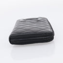 CHANEL Matelasse Cambon Line Long Wallet Lamb Skin Black Silver CC Auth 211852A-5