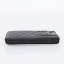 CHANEL Matelasse Cambon Line Long Wallet Lamb Skin Black Silver CC Auth 211852A-6
