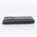 CHANEL Matelasse Cambon Line Long Wallet Lamb Skin Black Silver CC Auth 211852A-7