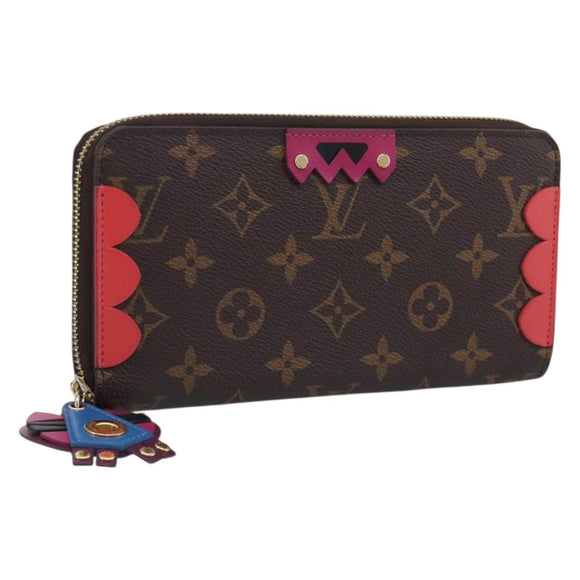 LOUIS VUITTON Monogram Totem Zippy Wallet Red Purple M61364 LV Auth 211853M