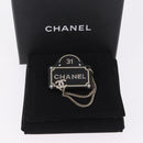 CHANEL Brooch Plastic Black CC Auth 211855M-8
