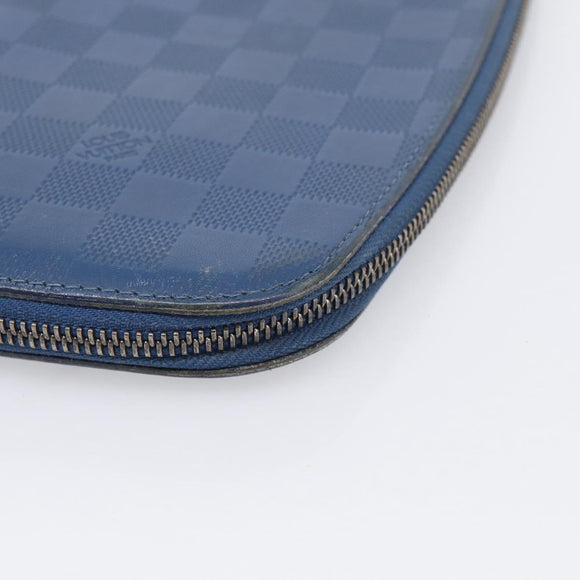 LOUIS VUITTON Damier Infini Organizer Atholl Blue Neptune N41396 Auth 211856A