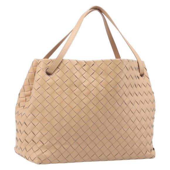 Bottega Veneta INTRECCIATO Tote Bag Leather Beige Gold Auth 211863V