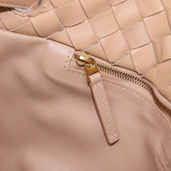 Bottega Veneta INTRECCIATO Tote Bag Leather Beige Gold Auth 211863V