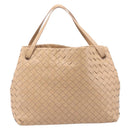 Bottega Veneta INTRECCIATO Tote Bag Leather Beige Gold Auth 211863V-3