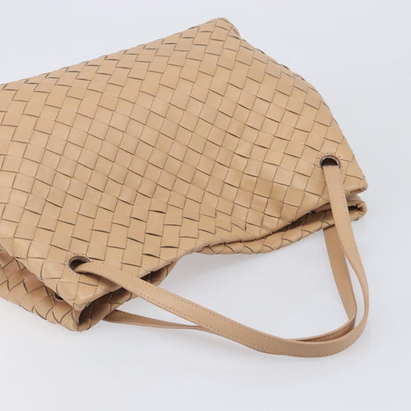 Bottega Veneta INTRECCIATO Tote Bag Leather Beige Gold Auth 211863V