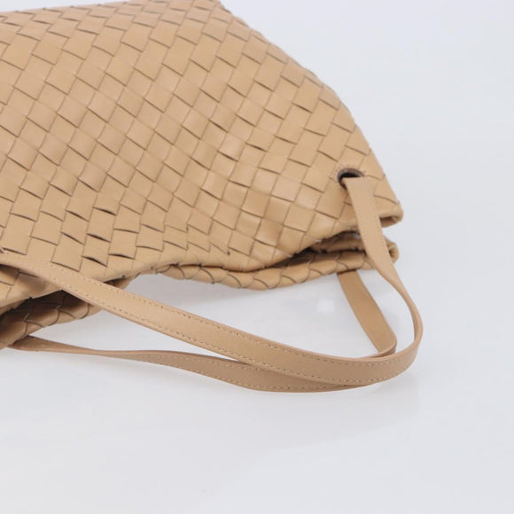 Bottega Veneta INTRECCIATO Tote Bag Leather Beige Gold Auth 211863V