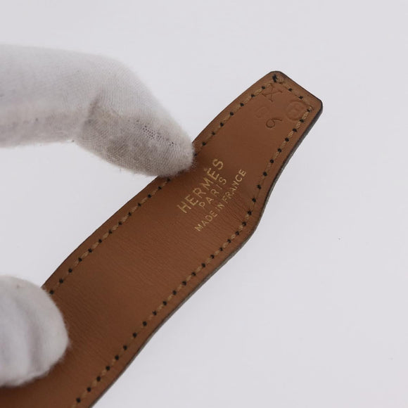 HERMES Constance H Belt Leather 29.1"" Black Gold Auth 211864
