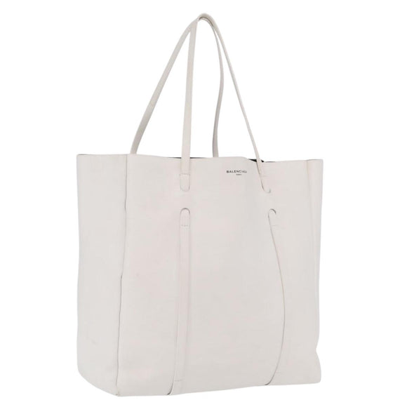 Balenciaga Every day Tote Bag Leather White 475201 Auth 211866A