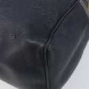 LOEWE Anagram Shoulder Bag Leather Navy Gold Auth 211867A-14